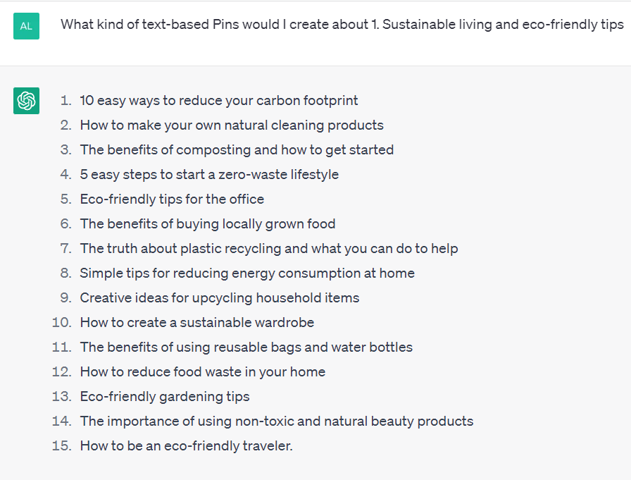 Create content with ChatGPT for your Pinterest Pins